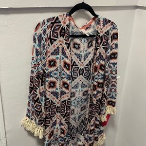 NWT - Boho Aztec Fringe Shrug SIZE XS